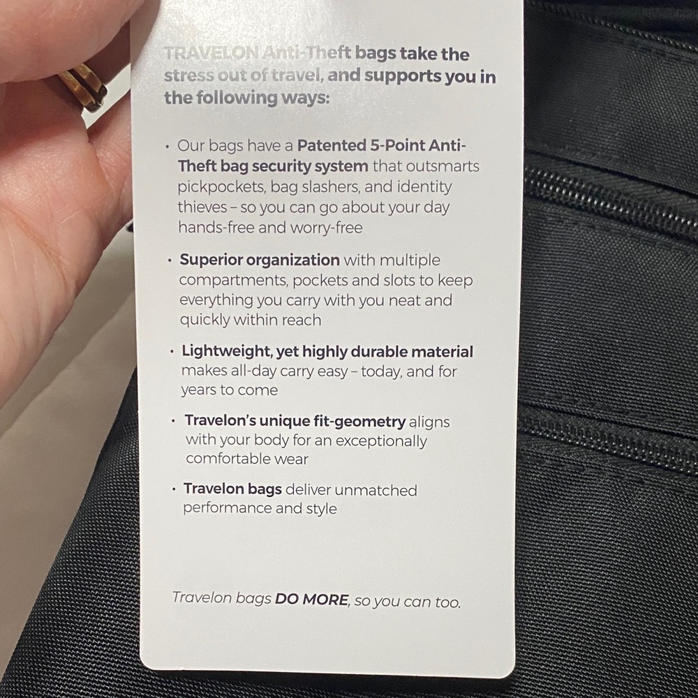 NWT Travelon slim double zip Black Crossbody anti theft Bag - Picture 15 of 15